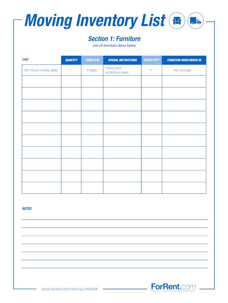 Moving Inventory List  Form