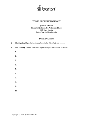 TORTS LECTURE HANDOUT  Form