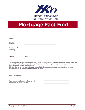 Mortgage Fact Find Template  Form