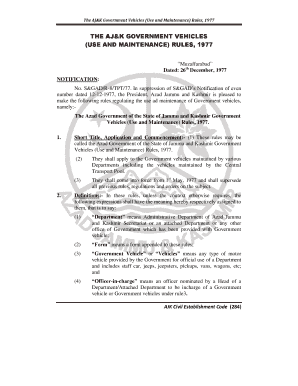 The AJ&amp;K Government Vehicles Use and Maintenance Rules, 1977  Form