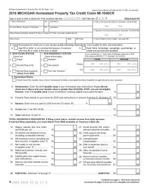 Michigan Homestead Property Tax Credit Claim MI 1040CR Michigan Homestead Property Tax Credit Claim MI 1040CR  Form