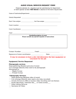 AUDIO VISUAL SERVICES REQUEST FORM