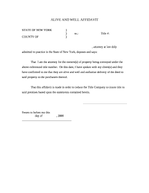 Alive and Well Statement Sample  Form