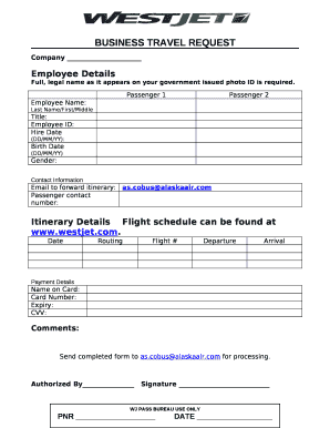 BUSINESS TRAVEL REQUEST  Form