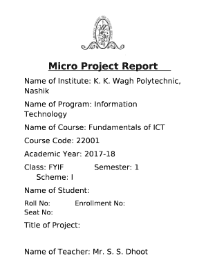 Micro Project Report Format PDF
