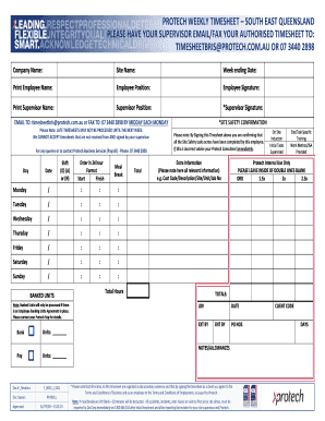 Protech Online Timesheet  Form