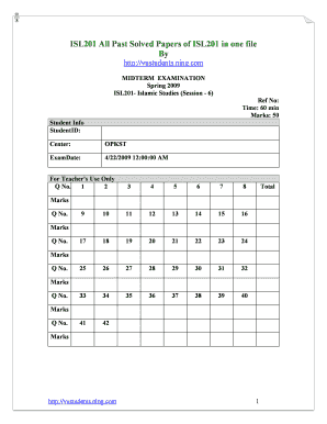 Isl201 Midterm Solved Papers  Form