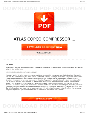 Atlas Copco Air Compressor Preventive Maintenance Checklist PDF  Form