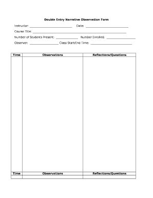 Narrative Observation Template  Form