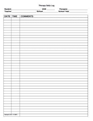 Therapy Daily Log  Form