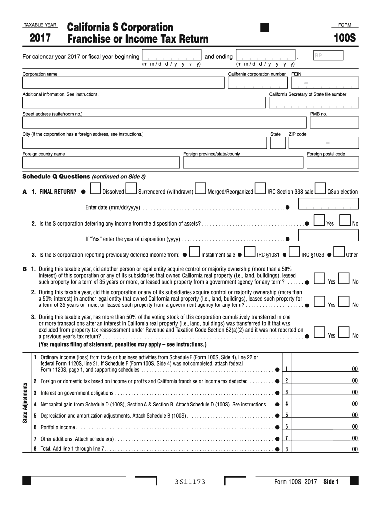  Form 100s 2020