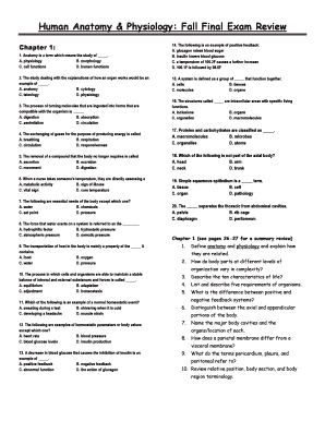 Anatomy and Physiology 1 Final Exam PDF  Form