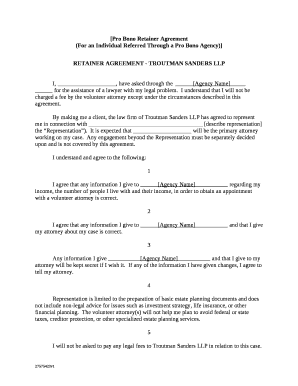 Pro Bono Agreement Template  Form