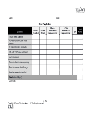 Role Play Rubric DOC  Form