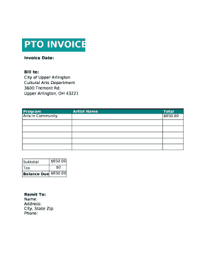 PTO INVOICE  Form