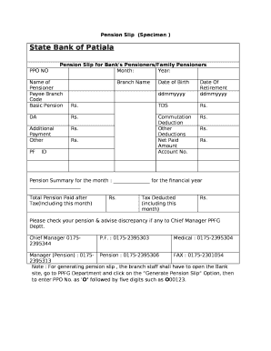 Pension Slip Format