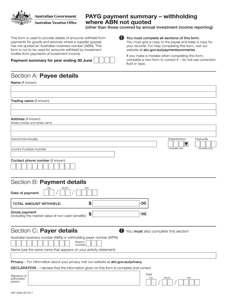 PAYG Payment Summary Withholding  Form