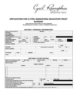 Cyril Ramaphosa Bursary  Form