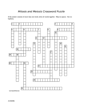 Mitosis Crossword Puzzle Answer Key PDF  Form