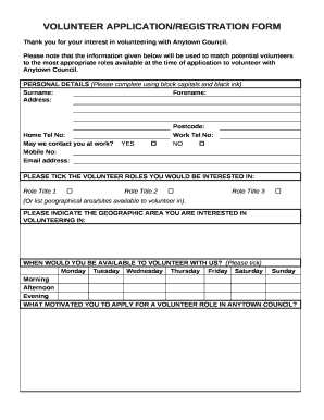 Volunteer ApplicationRegistration Form