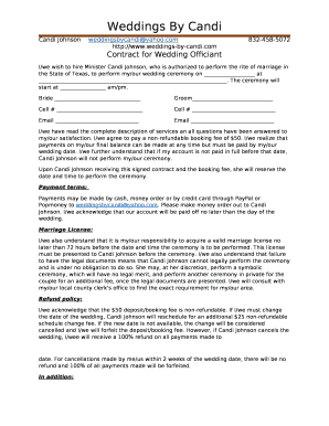 Wedding Officiant Contract  Form
