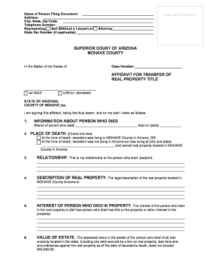 Small Estate Affidavit Arizona  Form
