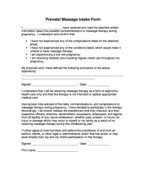 Pregnancy Massage Intake Form