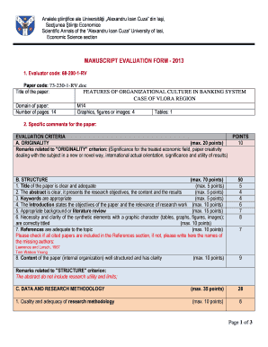 Manuscript Evaluation Sample  Form