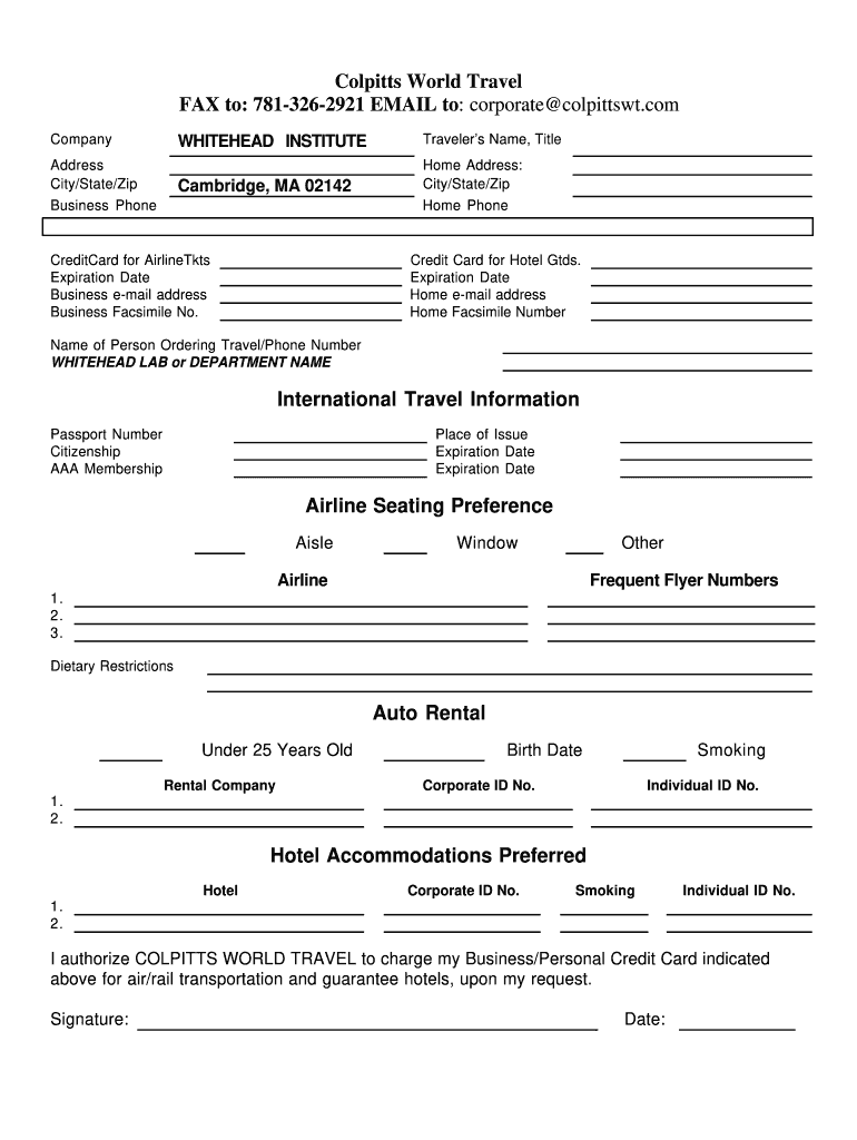 traveller profile template