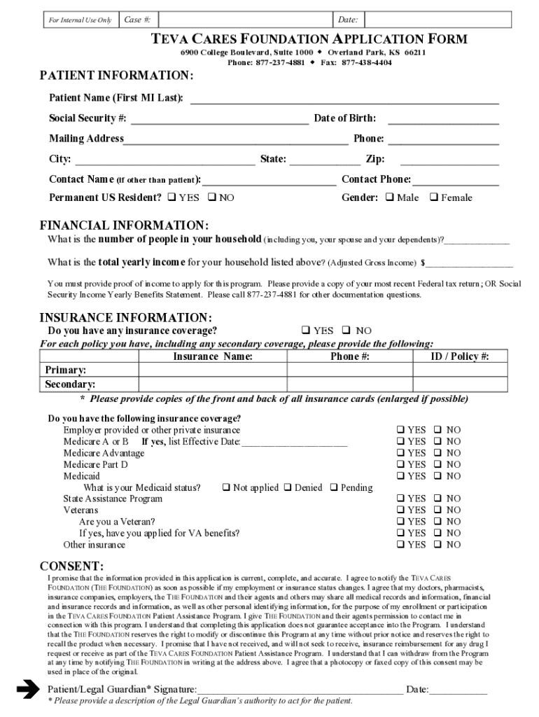 Teva Cares Foundation Application Form