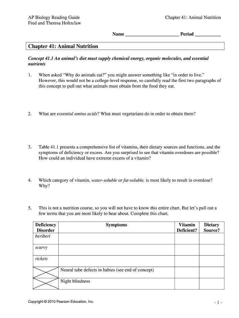 Ap Biology Chapter 41 Reading Guide Answers  Form