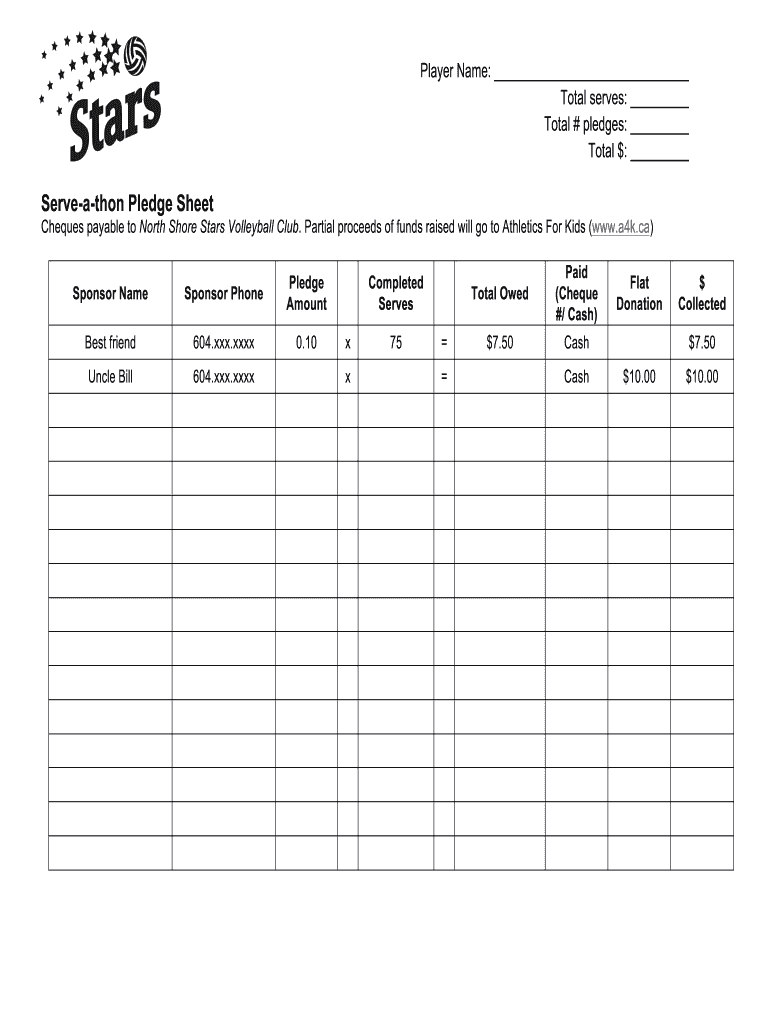 Editable Serve a Thon Form