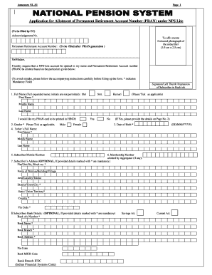 Annexure NLS1 Page 1 Application for Allotment of Permanent Retirement Account Number PRAN under NPS Lite to Be Filled by FC Ack  Form