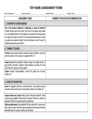 Firewise Home Assessment Form BurnSafeTN Org Burnsafetn