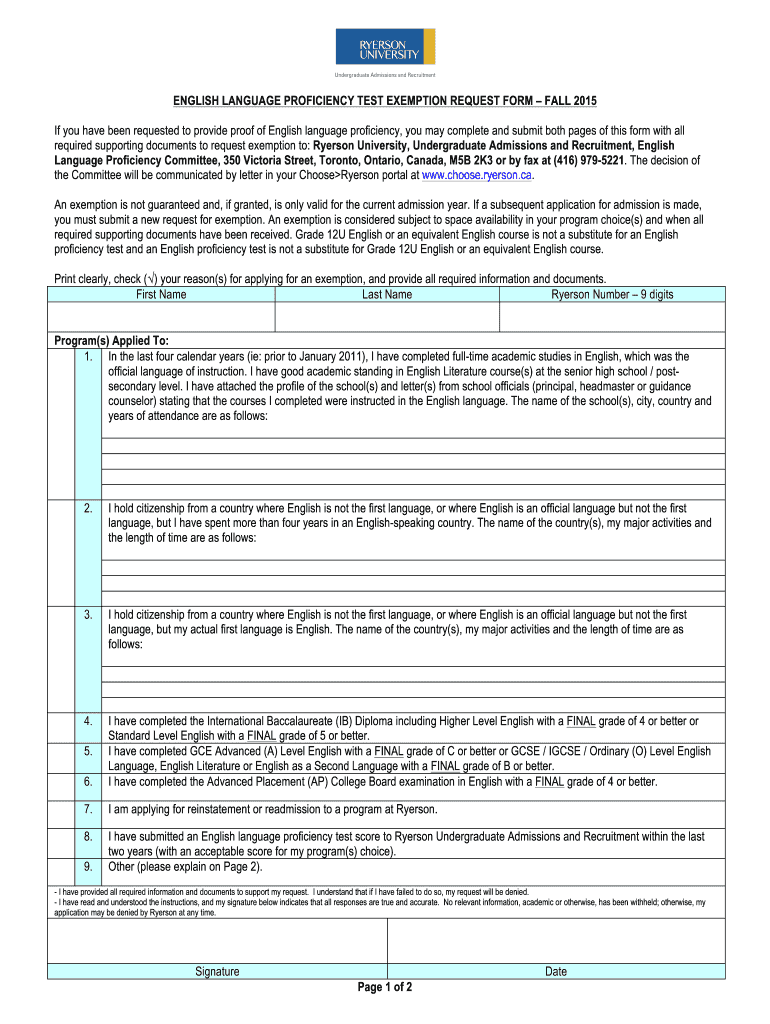 english-language-proficiency-test-exemption-request-form-ryerson-fill-out-and-sign-printable