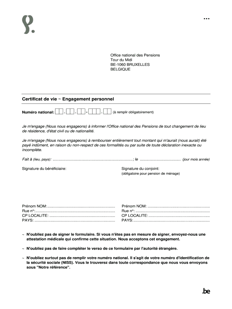 Certificat De Vie PDF  Form