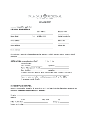 Pre Application Form Palmdale Regional Medical Center