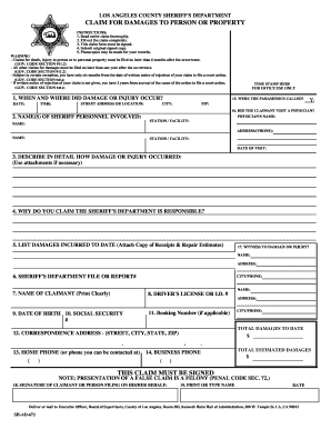 Sheriff Department Documentation  Form