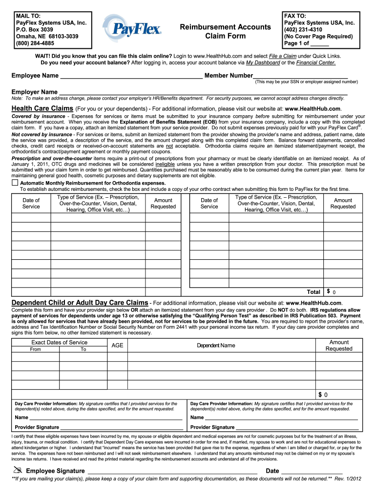  Payflex Forms 2012-2024