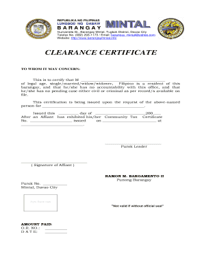 CLEARANCE BCERTIFICATEb Dvobrgy Usep Edu  Form