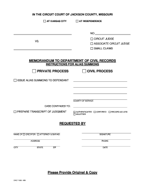 Form 1699 AliasTranscript of Judgment Request 16th Circuit 16thcircuit