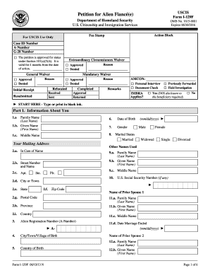 Application for Alien Fianc E USCIS Legalforms