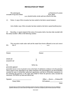 Recocation of Trust Legal BFormsb Documents Papers at Bb Legalforms