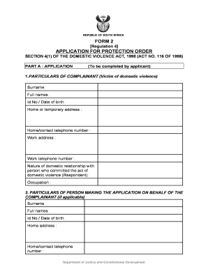 South African Protection Order  Form