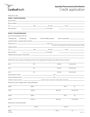 Cardinal Health New Customer Form