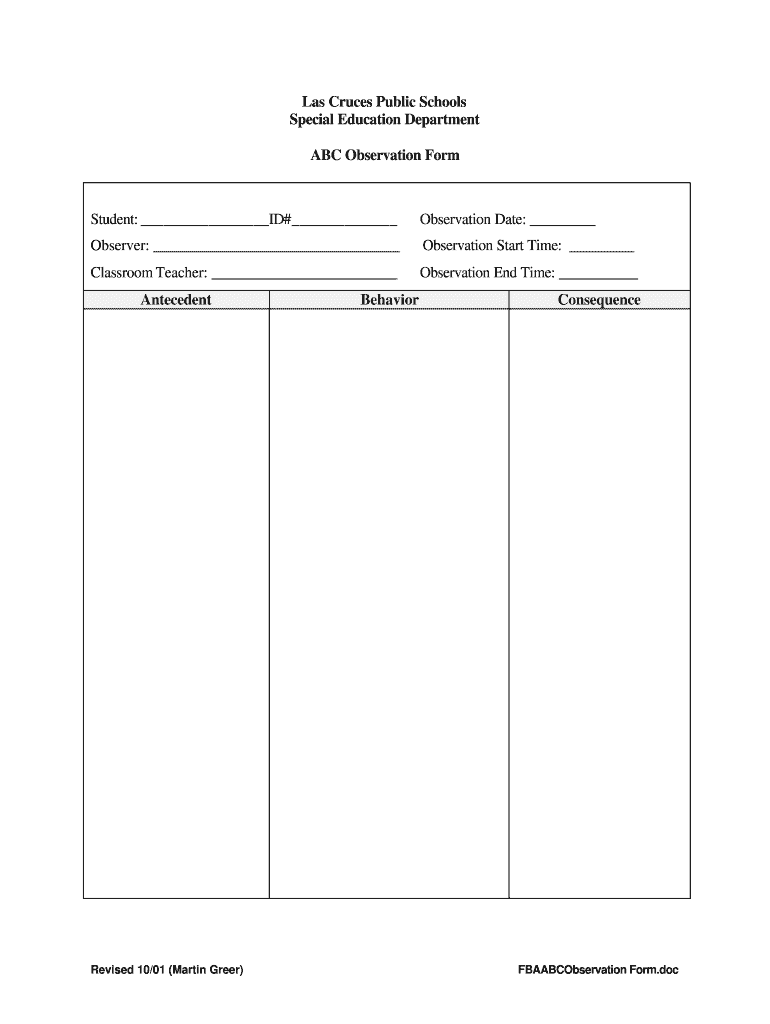  Abc Data Collection Form Printable 2001-2024