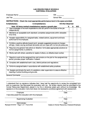Custodian Evaluation Form