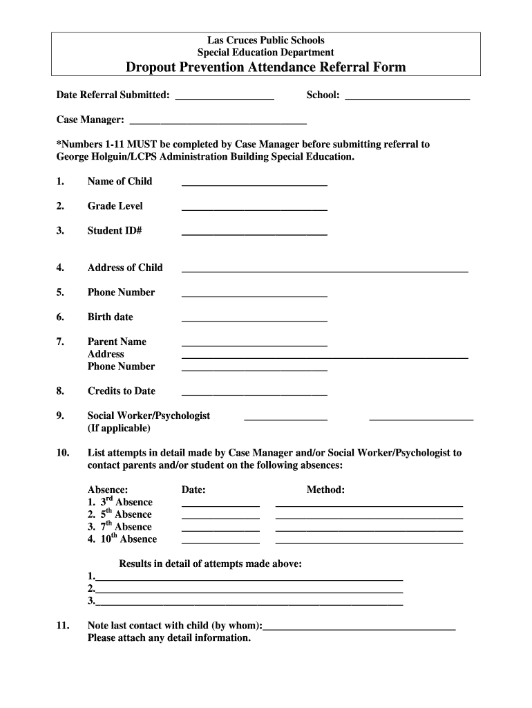 Dropout Prevention Referral Form