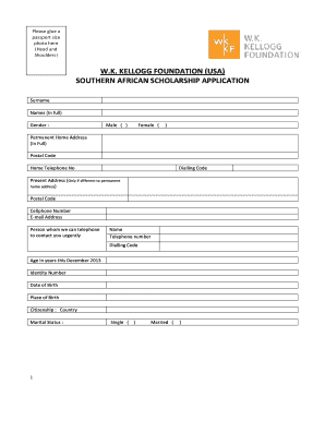 W K Kellogg Foundation Scholarship  Form