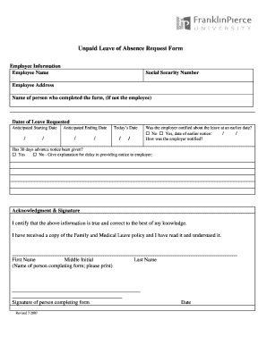 Unpaid Leave Form